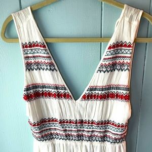 Lush Boho White and Embroidered Romper